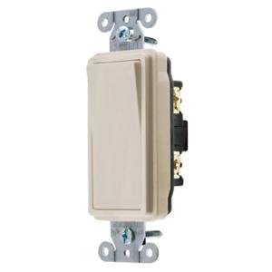 HUBBELL WIRING DEVICE-KELLEMS DS420LA Decorator Switch, Four Way, 20A, 120/277VAC, Back And Side Wired, Light Almond | BC9BPE