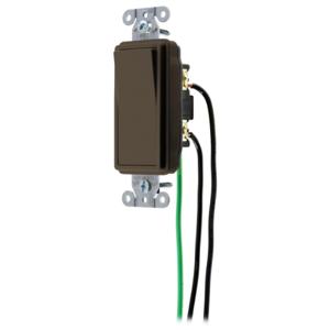 HUBBELL WIRING DEVICE-KELLEMS DSL115 Decorator Switch, Single Pole, 15A, 120/277VAC, Back And Side Wired, Brown | BC9RVY