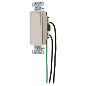 HUBBELL WIRING DEVICE-KELLEMS DSL115LA Decorator Switch, Single Pole, 15A, 120/277VAC, Back And Side Wired | BC7RRC