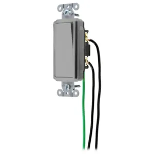 HUBBELL WIRING DEVICE-KELLEMS DSL120GY Decorator Switch, Single Pole, 20A, 120/277VAC, Back And Side Wired, Gray | BD4PUT