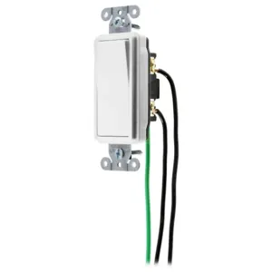 HUBBELL WIRING DEVICE-KELLEMS DSL120W Decorator Switch, Single Pole, 20A, 120/277VAC, Back And Side Wired, White | BC7PRU