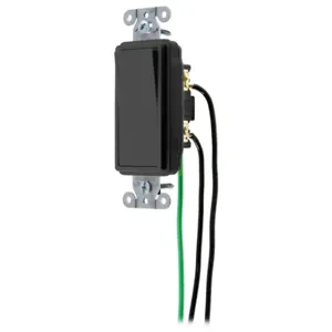 HUBBELL WIRING DEVICE-KELLEMS DSL220BK Decorator Switch, Double Pole, 20A, 120/277VAC, Back And Side Wired, Black | BD4ZWN