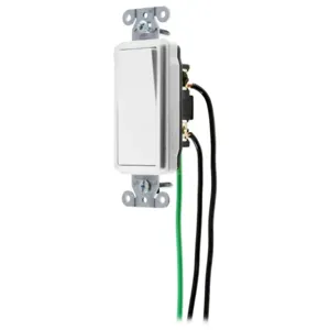 HUBBELL WIRING DEVICE-KELLEMS DSL315W Decorator Switch, Three Way, 15A, 120/277VAC, Back And Side Wired, White | BD6BVG