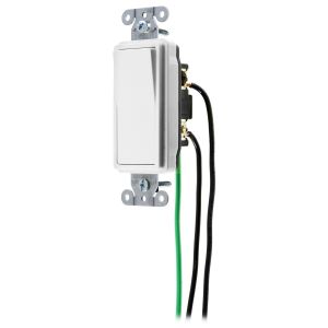 HUBBELL WIRING DEVICE-KELLEMS DSL320W Decorator Switch, Three Way, 20A, 120/277VAC, Back And Side Wired, White | BD3HRU
