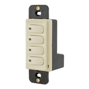 HUBBELL WIRING DEVICE-KELLEMS DSM30I4P Rocker Switch, Single Pole, 4-Button, 100Ma, 30VDC, With Led, Ivory | BD4GKT