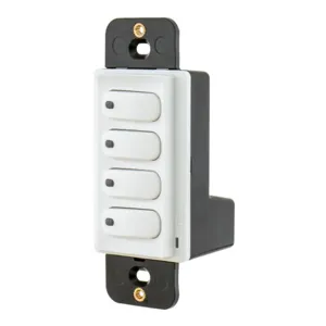 HUBBELL WIRING DEVICE-KELLEMS DSM30W4P Rocker Switch, Single Pole, 4-Button, 100Ma, 30VDC, With Led, White | BD3XLH