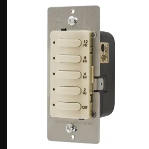 HUBBELL WIRING DEVICE-KELLEMS DT5012I Timer Switch, Single Pole, 8.3A, 120/277VAC, 12 Hour Delay Time Out, Ivory | AF9ANB 29RW81