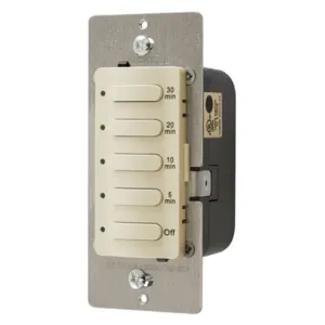 HUBBELL WIRING DEVICE-KELLEMS DT5030I Timer Switch, Single Pole, 8.3A, 120/277VAC, 30 Minute Delay Time Out, Ivory | AF9ANE 29RW84