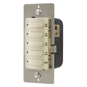 HUBBELL WIRING DEVICE-KELLEMS DT5060I Timer Switch, Single Pole, 8.3A, 120/277VAC, 60 Minute Delay Time Out, Ivory | AF9ANH 29RW88