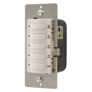 HUBBELL WIRING DEVICE-KELLEMS DT5060LA Timer Switch, Single Pole, 8.3A, 120/277VAC, 60 Minute Delay Time Out | AF9ANJ 29RW89