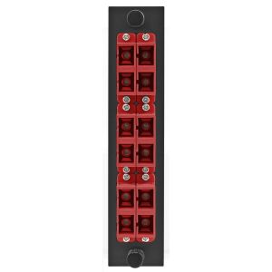 HUBBELL WIRING DEVICE-KELLEMS FSPSCDS6R Fiber Optic Panel Adapter, 12-Fiber, 6 Sc Duplex, Zircon Sleeve, Red | CE6NZD