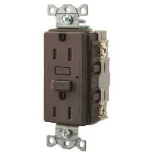 HUBBELL WIRING DEVICE-KELLEMS GF15 Gfci Receptacle, 15A, Brown | BD4HRK