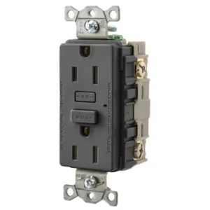 HUBBELL WIRING DEVICE-KELLEMS GF15BK Gfci Receptacle, 15A, Black | BD4AQQ