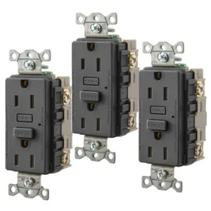 HUBBELL WIRING DEVICE-KELLEMS GF15BK3 Gfci Receptacle, 15A, 3 Pk, Black | BD3RXJ