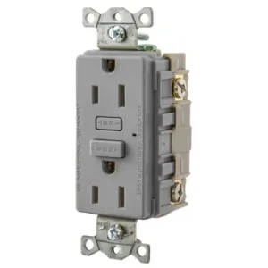 HUBBELL WIRING DEVICE-KELLEMS GF15GY Gfci Receptacle, 15A, Gray | BD4HRL