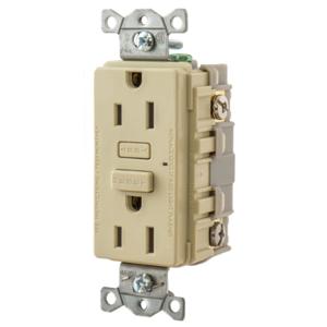 HUBBELL WIRING DEVICE-KELLEMS GF15I Gfci Receptacle, 15A, Ivory | BD3NJH