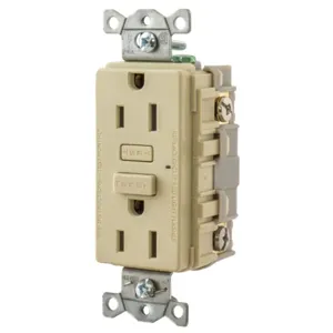 HUBBELL WIRING DEVICE-KELLEMS GF15I Gfci Receptacle, 15A, Ivory | BD3NJH