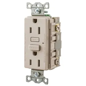 HUBBELL WIRING DEVICE-KELLEMS GF15LA Gfci Receptacle, 15A, Light Almond | BC9HYQ