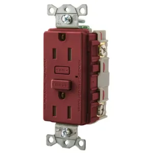 HUBBELL WIRING DEVICE-KELLEMS GF15R Gfci Receptacle, 15A, Red | BD4JVQ