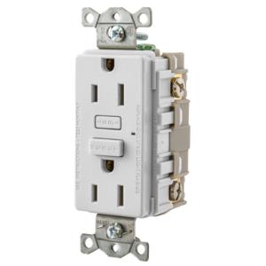 HUBBELL WIRING DEVICE-KELLEMS GF15W Gfci Receptacle, 15A, White | BD3XNZ