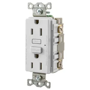 HUBBELL WIRING DEVICE-KELLEMS GF15W Gfci Receptacle, 15A, White | BD3XNZ