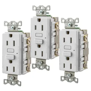 HUBBELL WIRING DEVICE-KELLEMS GF15W3 Gfci Receptacle, 15A, 3 Pk, White | BD3ZNH