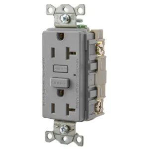 HUBBELL WIRING DEVICE-KELLEMS GF20GY Gfci Receptacle, 20A, Gray | BD4DWJ