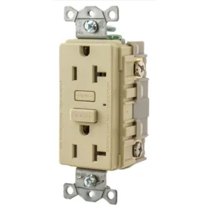 HUBBELL WIRING DEVICE-KELLEMS GF20I Gfci Receptacle, 20A, Ivory | BD3RDG