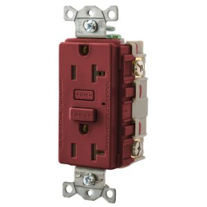 HUBBELL WIRING DEVICE-KELLEMS GF20R Gfci Receptacle, 20A, Red | BD3QGP