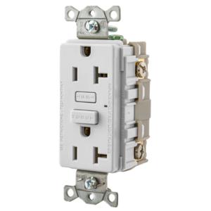 HUBBELL WIRING DEVICE-KELLEMS GF20W Gfci Receptacle, 20A, White | BD4CRJ