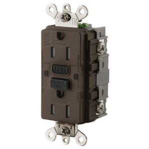 HUBBELL WIRING DEVICE-KELLEMS GF5262SG Gfci Receptacle, 15A 125V Ground Fault Receptacle, Brown | BD4JVU