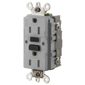 HUBBELL WIRING DEVICE-KELLEMS GF5262SGGY Gfci Receptacle, 15A 125V Ground Fault Receptacle, Gray | BD4CRK