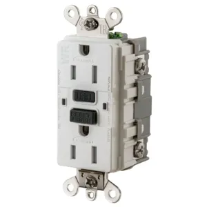 HUBBELL WIRING DEVICE-KELLEMS GF5262SGW Gfci Receptacle, 15A 125V Ground Fault Receptacle, White | BD3YPA