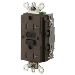 HUBBELL WIRING DEVICE-KELLEMS GF5362SG Gfci Receptacle, 20A 125V Ground Fault Receptacle, Brown | BD3VVC