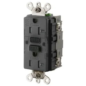 HUBBELL WIRING DEVICE-KELLEMS GF5362SGBK Gfci Receptacle, 20A 125V Ground Fault Receptacle, Black | BD4GKW