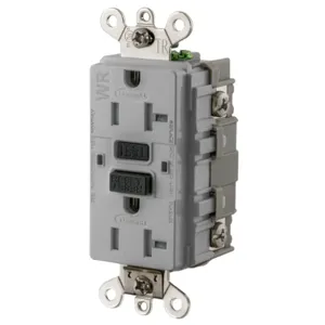 HUBBELL WIRING DEVICE-KELLEMS GF5362SGGY Gfci Receptacle, 20A 125V Ground Fault Receptacle, Gray | BD3ZNJ