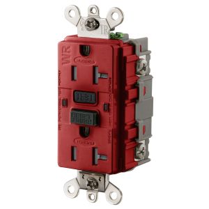 HUBBELL WIRING DEVICE-KELLEMS GF5362SGR Gfci Receptacle, 20A 125V Ground Fault Receptacle, Red | BD4BPT