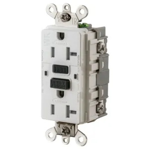 HUBBELL WIRING DEVICE-KELLEMS GF5362SGW Gfci Receptacle, 20A 125V Ground Fault Receptacle, White | BD4NUF