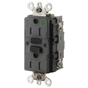 HUBBELL WIRING DEVICE-KELLEMS GF8200SGBK Gfci Receptacle, 15A 125V Industrial Ground Fault Receptacle, Black | BD3PJD