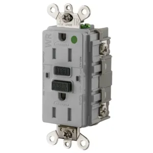 HUBBELL WIRING DEVICE-KELLEMS GF8200SGGY Gfci Receptacle, 15A 125V Industrial Ground Fault Receptacle, Gray | BD4NUG