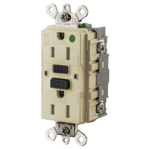 HUBBELL WIRING DEVICE-KELLEMS GF8200SGI Gfci Receptacle, 15A 125V Industrial Ground Fault Receptacle, Ivory | BD4FFT
