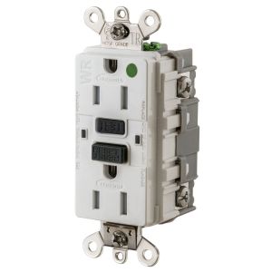 HUBBELL WIRING DEVICE-KELLEMS GF8200SGW Gfci Receptacle, 15A 125V Industrial Ground Fault Receptacle, White | BD4PFH
