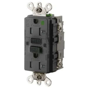 HUBBELL WIRING DEVICE-KELLEMS GF8300SGBK Gfci Receptacle, 20A 125V Industrial Ground Fault Receptacle, Black | BD3XPB