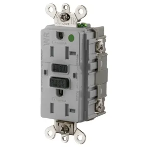 HUBBELL WIRING DEVICE-KELLEMS GF8300SGGY Gfci Receptacle, 20A 125V Industrial Ground Fault Receptacle, Gray | BD4HRR