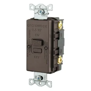 HUBBELL WIRING DEVICE-KELLEMS GFBFHP20 Gfci Receptacle, Blank Face, 20A 125V, Hp Rated, Brown | BD4MQP