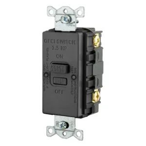 HUBBELL WIRING DEVICE-KELLEMS GFBFHP20BK Gfci Receptacle, Blank Face, 20A 125V, Hp Rated, Black | BD4LUL