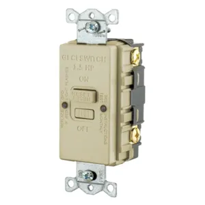 HUBBELL WIRING DEVICE-KELLEMS GFBFHP20I Gfci Receptacle, Blank Face, 20A 125V, Hp Rated, Ivory | BD4LUM