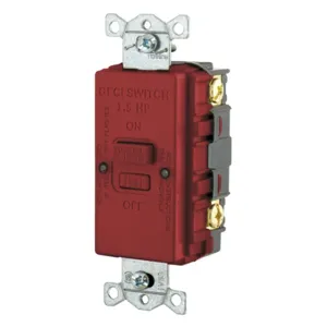 HUBBELL WIRING DEVICE-KELLEMS GFBFHP20R Gfci Receptacle, Blank Face, 20A 125V, Hp Rated, Red | BD4JVV