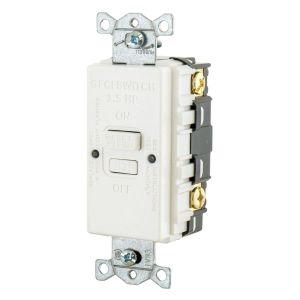 HUBBELL WIRING DEVICE-KELLEMS GFBFHP20W Gfci Receptacle, Blank Face, 20A 125V, Hp Rated, White | BD4DWM