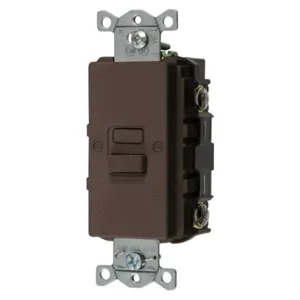 HUBBELL WIRING DEVICE-KELLEMS GFBFST20 Gfci Receptacle, 20A 125V, 2-Pole 3-Wire Grounding, Brown | AH8ZZR 39EA30